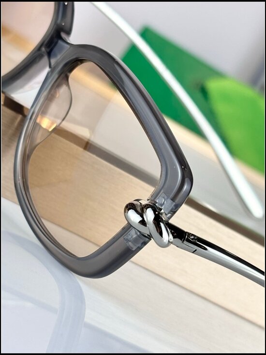 Bottega Veneta Transparent Grey Square Silver Knot Sunnies main image 8